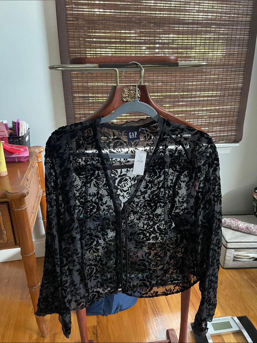 GAP Black Floral Burnout Sheer Cardigan